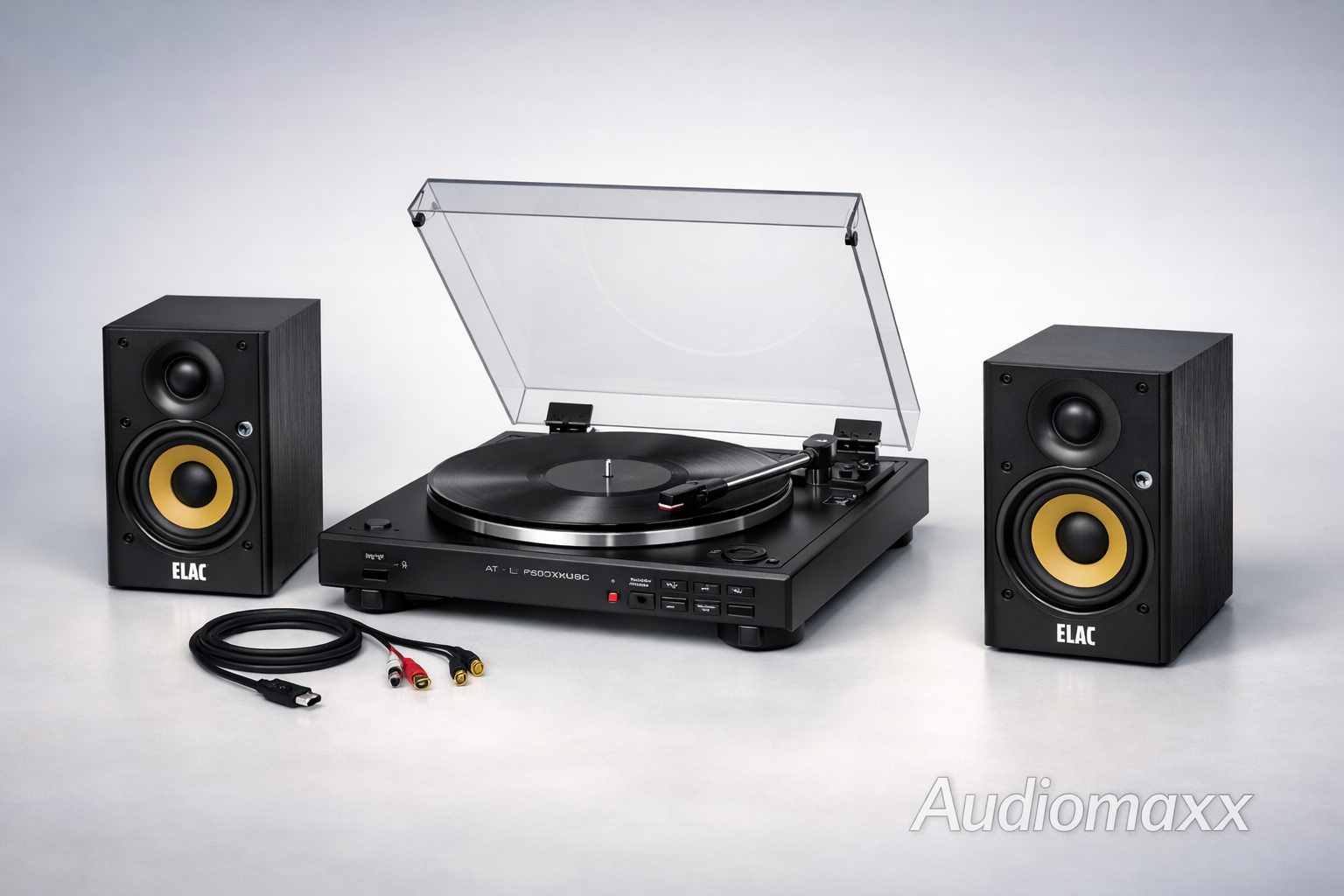 Audio-Technica AT-LP60XUSB Turntable + ELAC Debut Connex DCB41 Powered Bookshelf Speakers Pair - Bundle