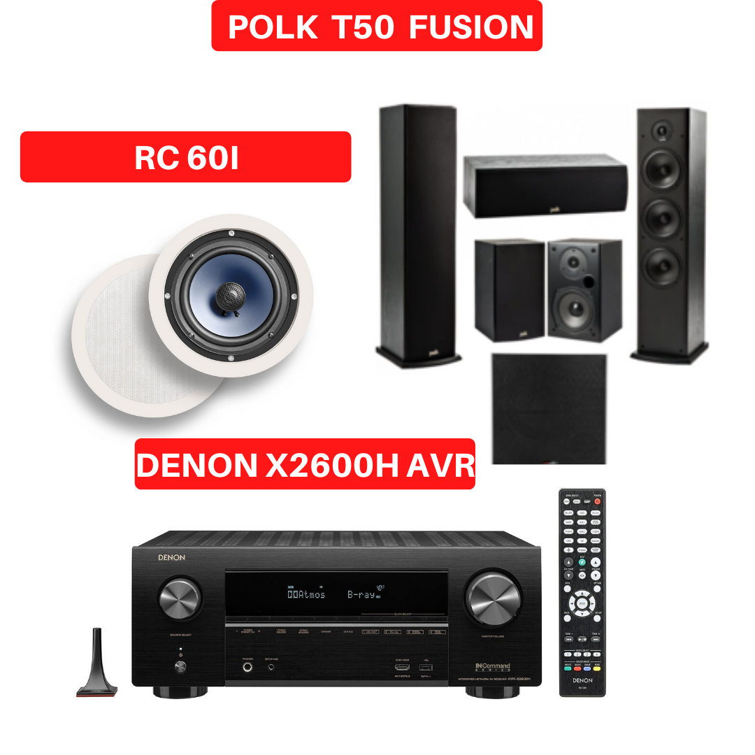Denon AVR x2600H Audio-Video Receiver 185w x7 Polk Audio T50