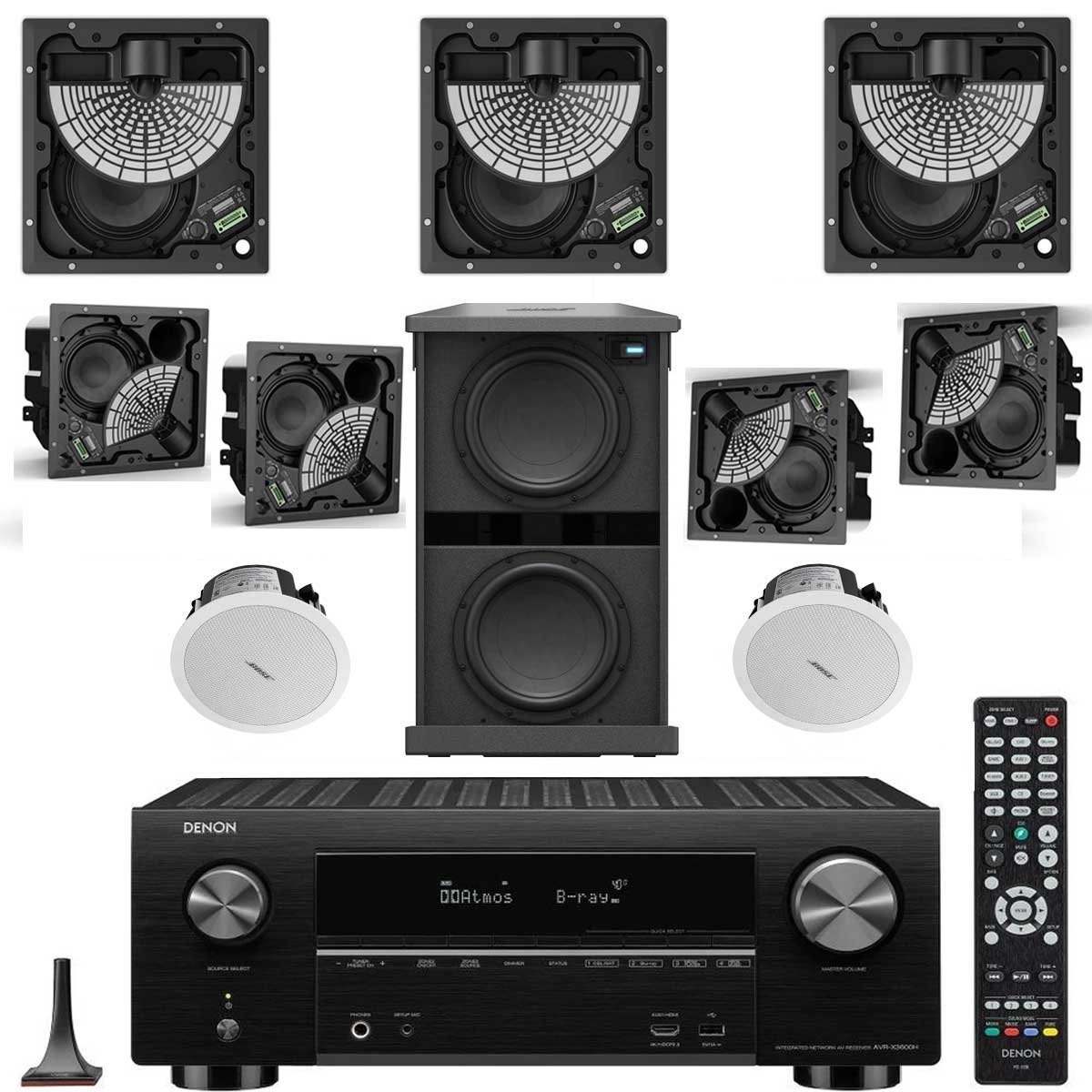 Bose EdgeMax Directional In-Ceiling Speakers With Denon AVR X3600H Audio-Video Receiver- Dolby Atmos 9.1 Home Theater Package # AM901002 - Best Home Theatre Systems - Audiomaxx India
