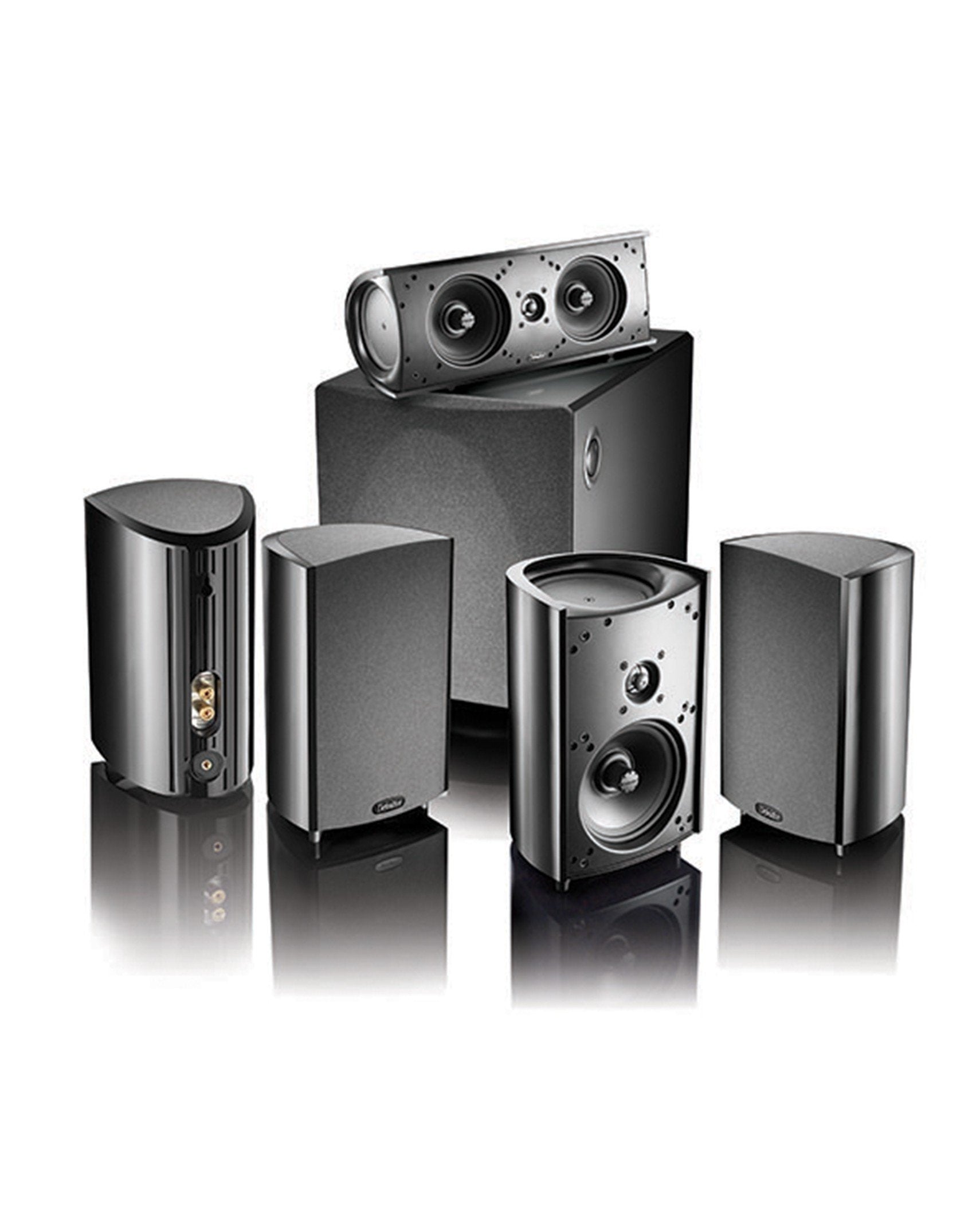 Denon X1600H Audio-Video Receiver With  Definitive Technology ProCinema 1000 Satellite Sepakers Set  - Dolby 5.1 Home Theater Package # AM501044 - Best Home Theatre Systems - Audiomaxx India