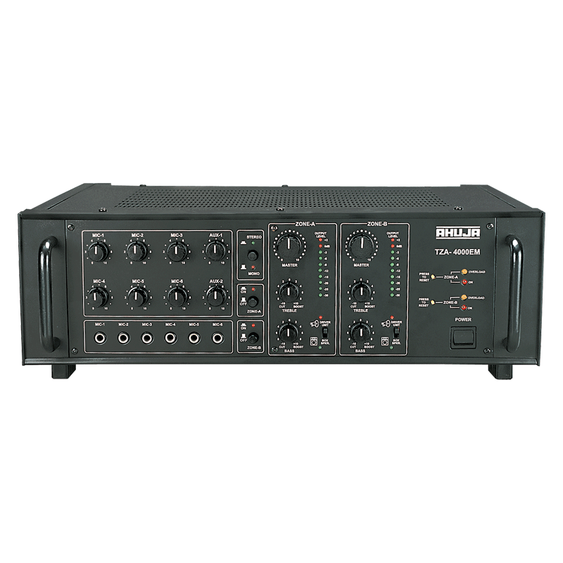 Ahuja TZA-4000EM  DJ/PA 2 Zone Mixer Amplifier 6 Mic & 2 Aux Inputs, Overload Protection - Each