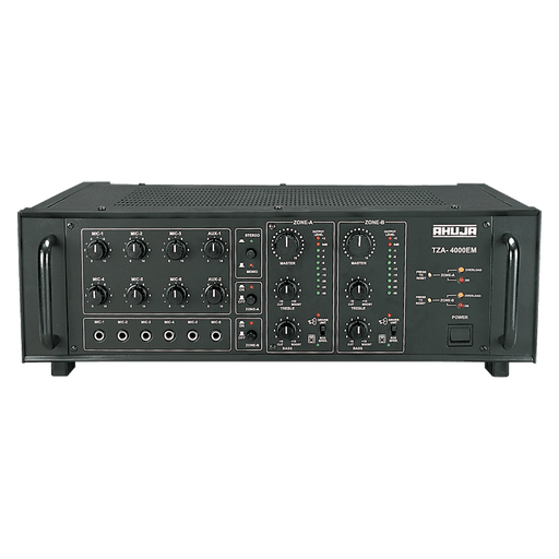 Ahuja TZA-4000EM  DJ/PA 2 Zone Mixer Amplifier 6 Mic & 2 Aux Inputs, Overload Protection - Each