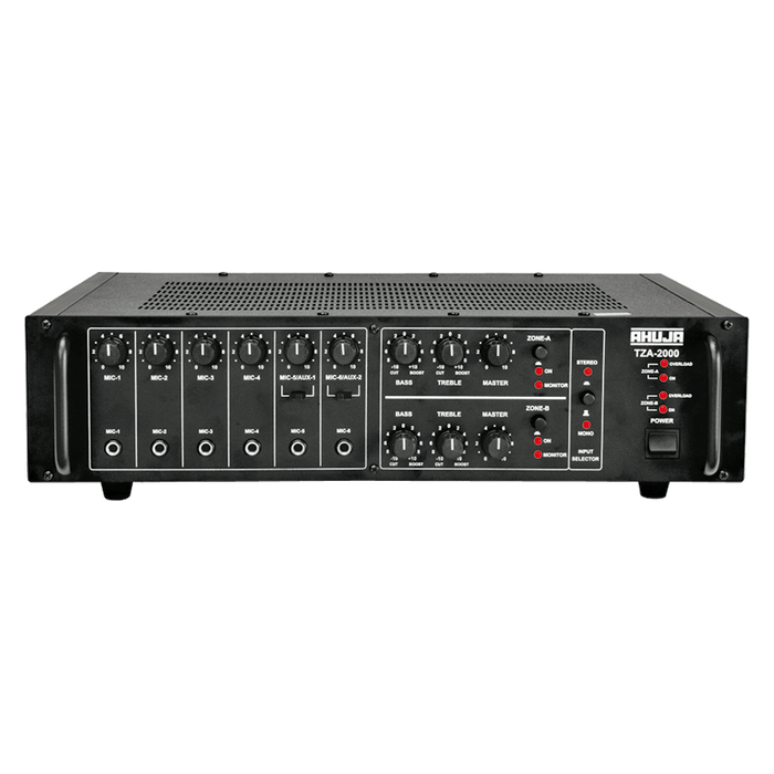 Ahuja TZA-2000 PA Mixer Amplifier 200w, 6 Mic & 2 Aux, Auto AC/DC, Tone Control- Each