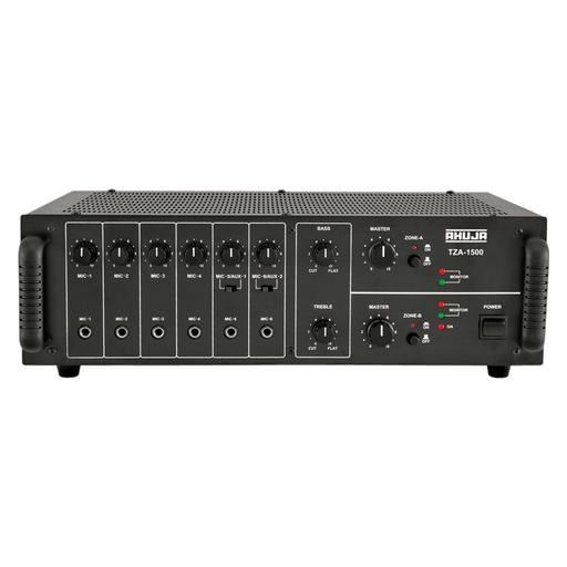 Ahuja TZA-1500 PA Mixer Amplifier 150W, 6 Mic & 2 Aux Inputs, Auto AC/DC, Tone Control - Each