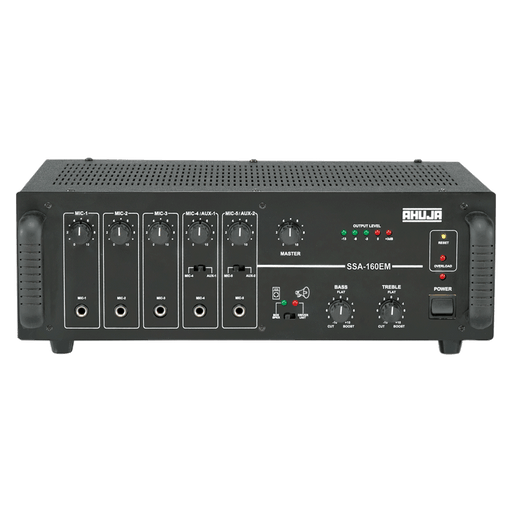 Ahuja SSA-160EM 160W 5 Mic & 2 Aux Inputs Auto AC/DC PA Mixer Amplifier - Each