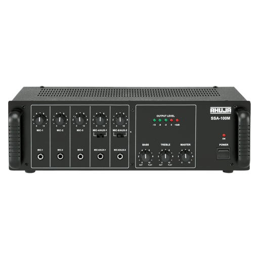 Ahuja SSA-100M 100W 5 Mic & 2 Aux Inputs Auto AC/DC PA Mixer Amplifier - Each