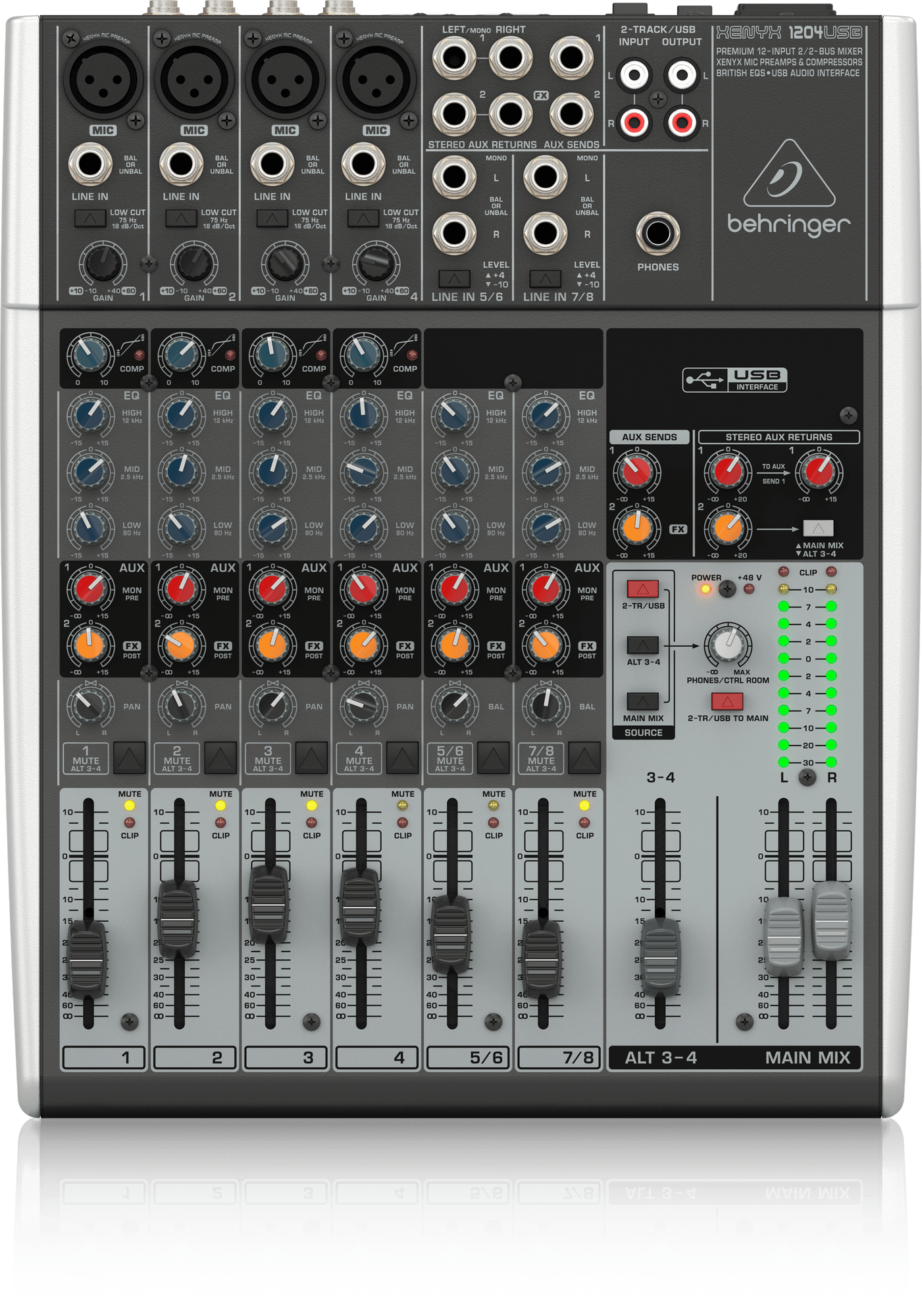 Behringer Xenyx 1204USB Premium 12-Input Mixer with USB/Audio Interface