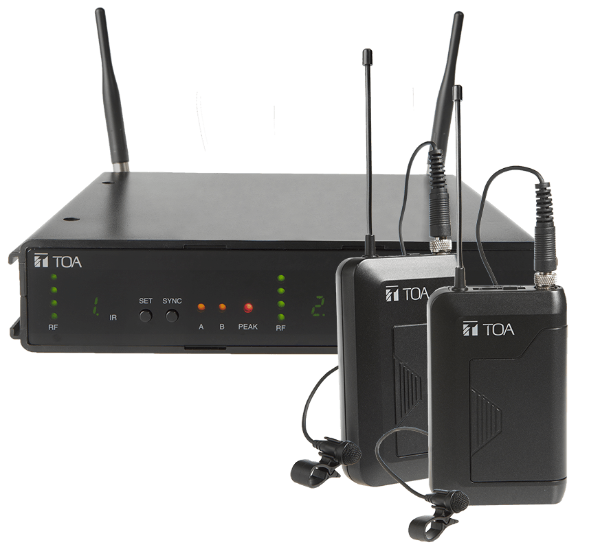 TOA WS-432 Lapel  Collar Dual Channel Wireless Microphone - Set