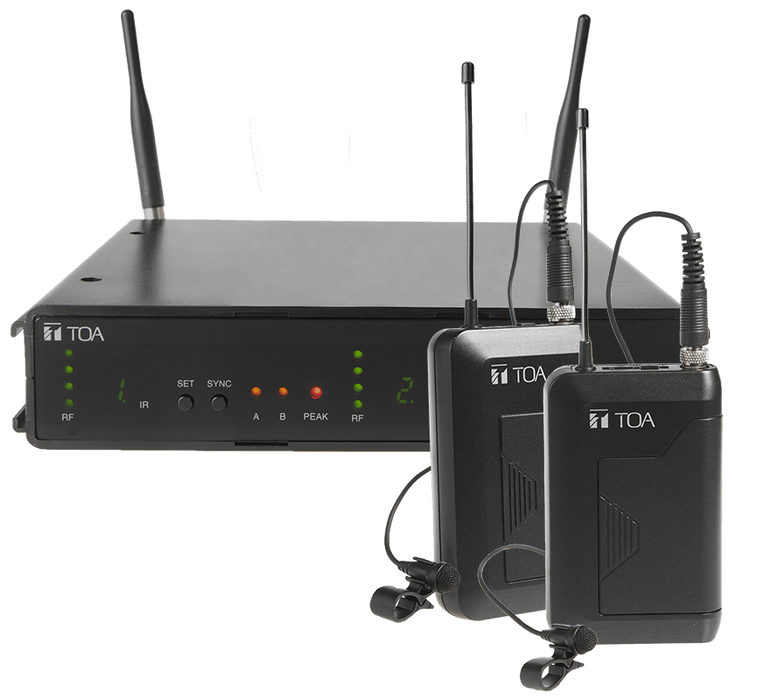 TOA WS-432 Lapel  Collar Dual Channel Wireless Microphone - Set