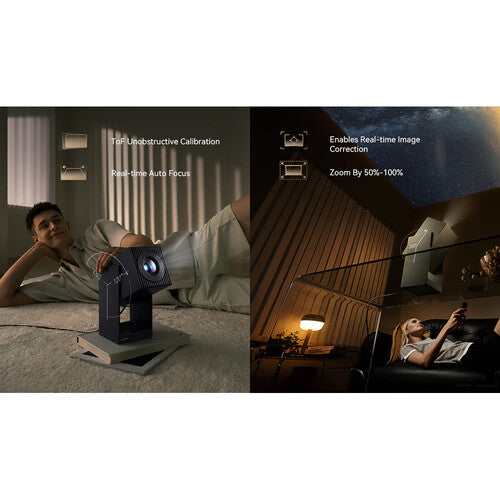Wanbo Cube 2 Pro Portable Smart Projector – Native 1080p , 500 ANSI Lumens ,Android TV 11 , Auto Focus , 230° Gimbal Stand - Audiomaxx India