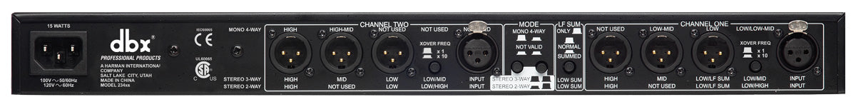 DBX 234xs Stereo 2/3 Way, Mono 4-Way Crossover with XLR Connectors