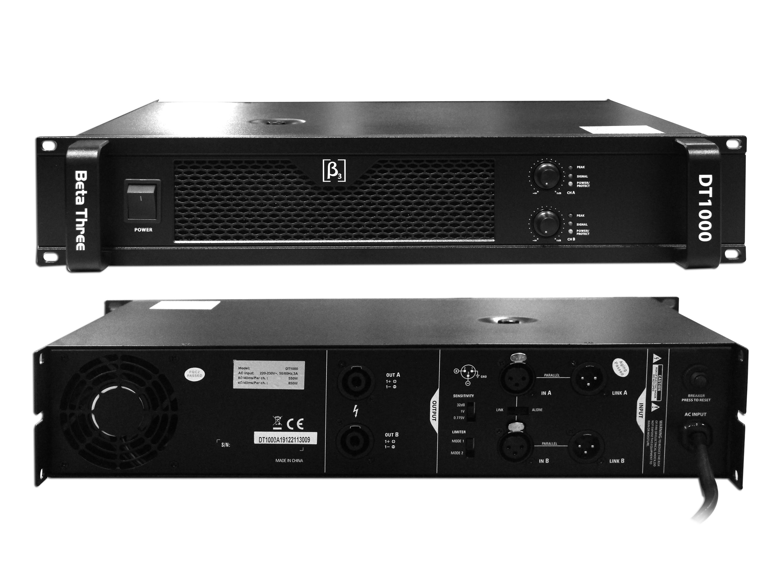 Beta3  DT1000 Professional Power Amplifier | 550w x 2 @ 8Ω | 850w x 2 @ 4Ω - 3 Year Warranty