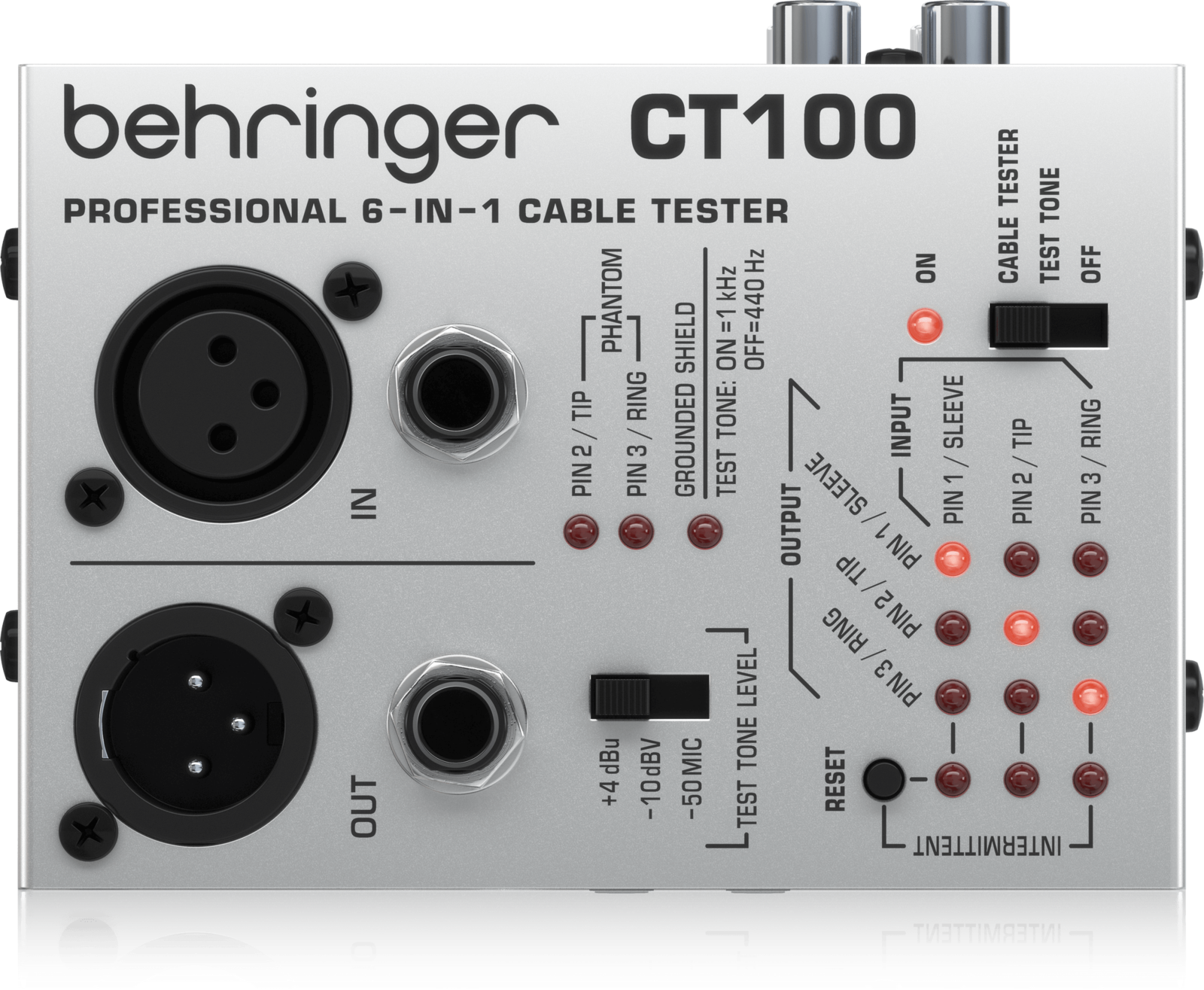 Behringer CT100 Professional 6-in-1 Cable Tester Microprocessor‑Controlled for Accuracy and Reliability.
