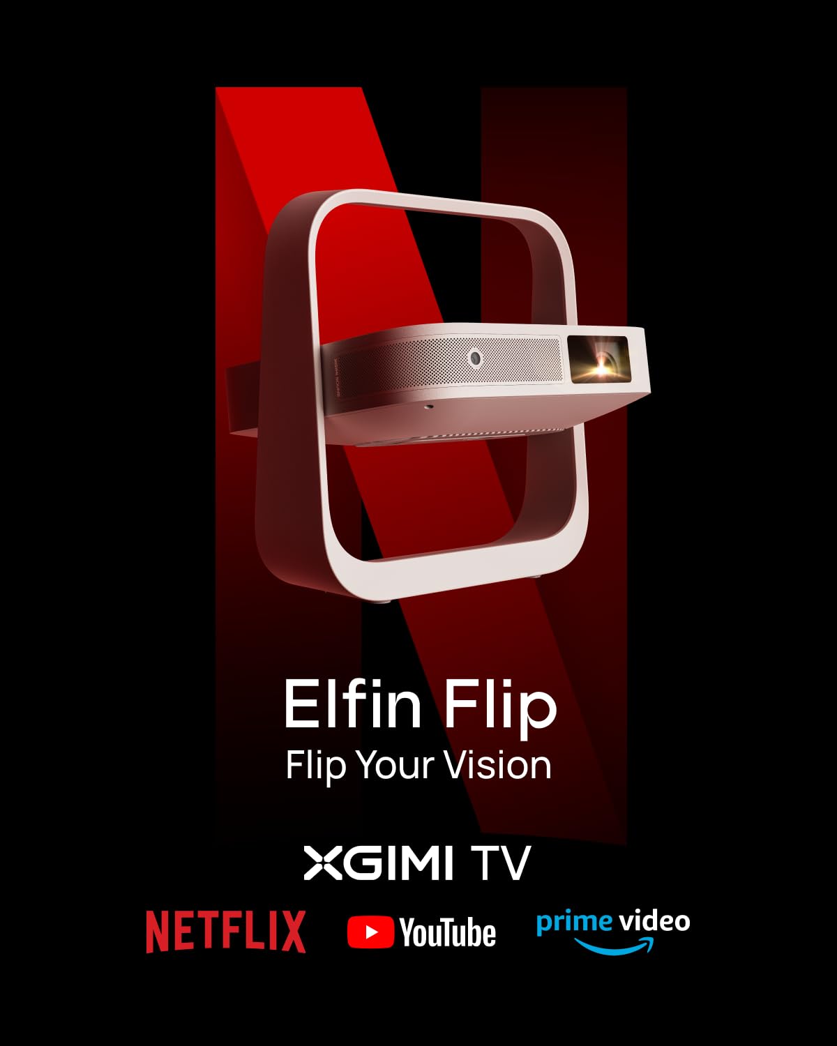 XGIMI Elfin Flip Portable DLP Projector, 1080P FHD Resolution, 400 ISO Lumens, Licensed Netflix - Audiomaxx India