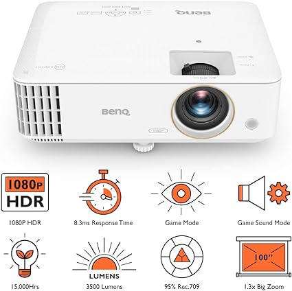 BenQ TH685P 1080p Gaming Projector - 4K HDR Support - 120hz Refresh Rate - 3500 ANSI Lumens - 8.3ms Low Latency Game Mode
