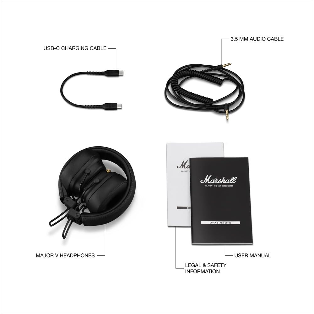 Marshall Major V Wireless On-Ear Headphones with 100+ Hours of Playtime
