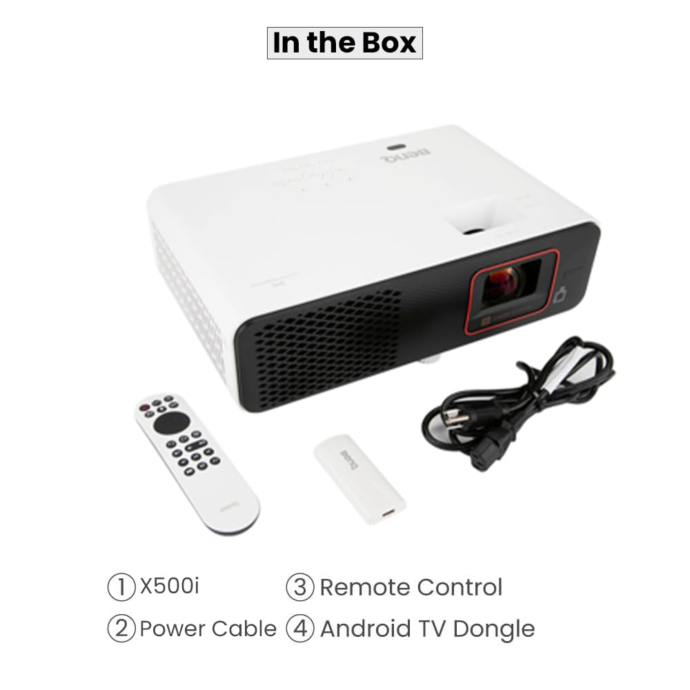 BenQ X500i 4K Smart 4LED Short Throw Smart Home Cinema Projector,2200 ANSI Lumens,Excellent Colors 95% Rec709,Upto 200Inch Screen Size