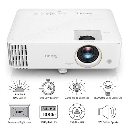 BenQ TH585P 1080p DLP Gaming Projector 3500 Lumens, Low Latency, Game Mode, eystone, Digital Len Shift