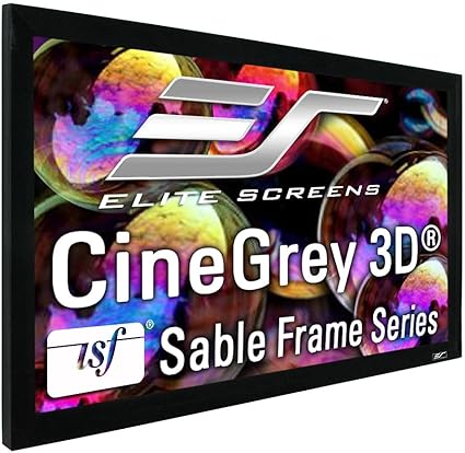 Elite ER100DHD3 Ceiling and ALR Fixed Frame Projector Screen Sable Frame CineGrey 3D, 100" Diagonal