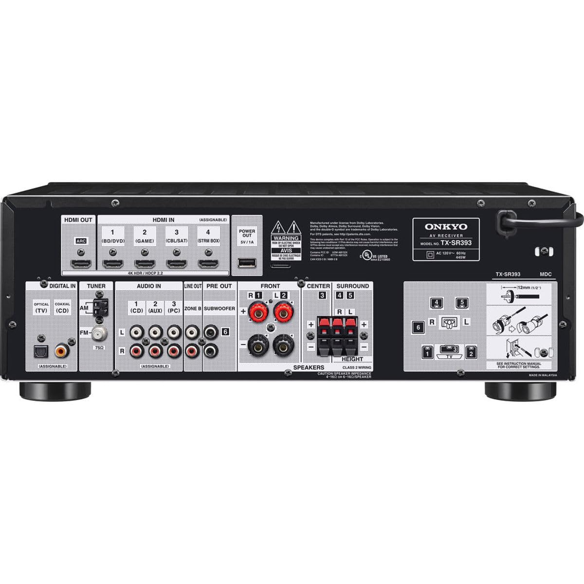 Onkyo TX-SR393 5.2 Channel A/V Receiver - Each