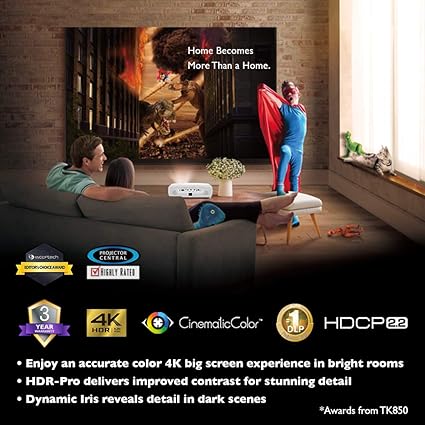 BenQ TK850i True 4K HDR-PRO Smart Home Cinema Projector Powered By Android TV 3000 Lumens Lens shift & Keystone