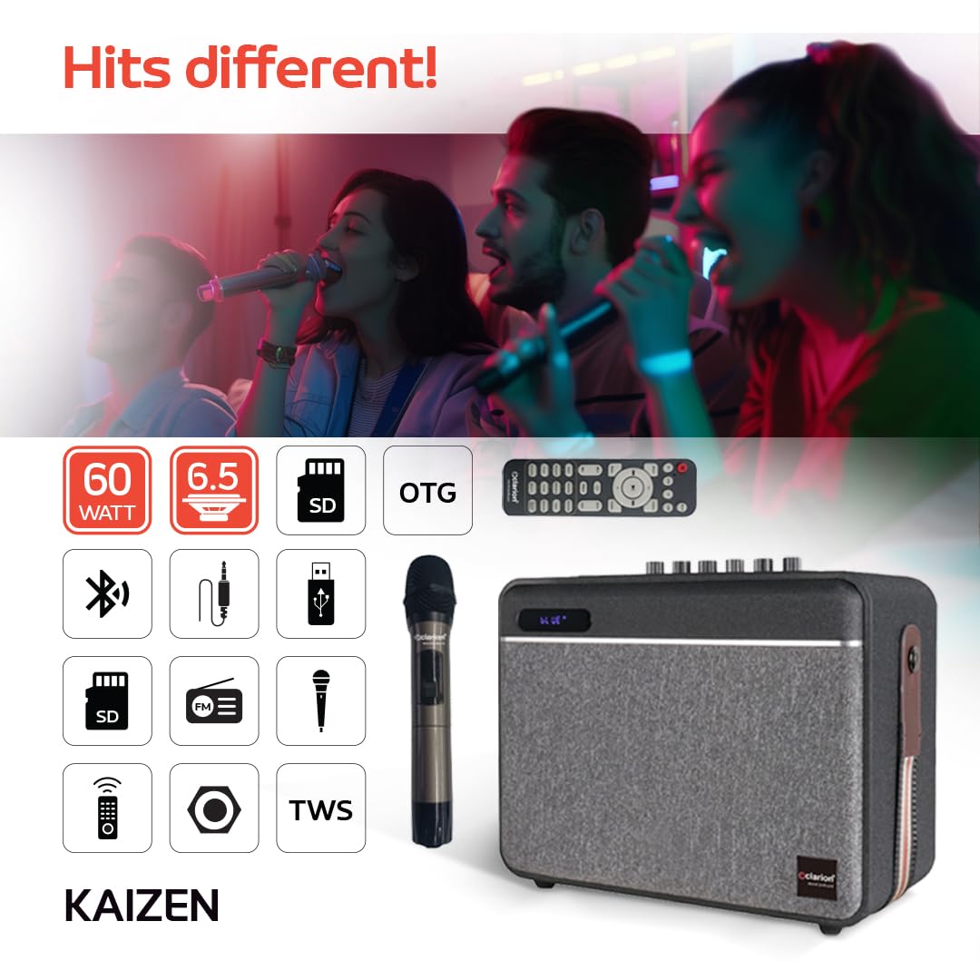 Clarion Karaoke  Kaizen JM-DC-8486 Karaoke Boom Box 60W Bluetooth Party Speaker