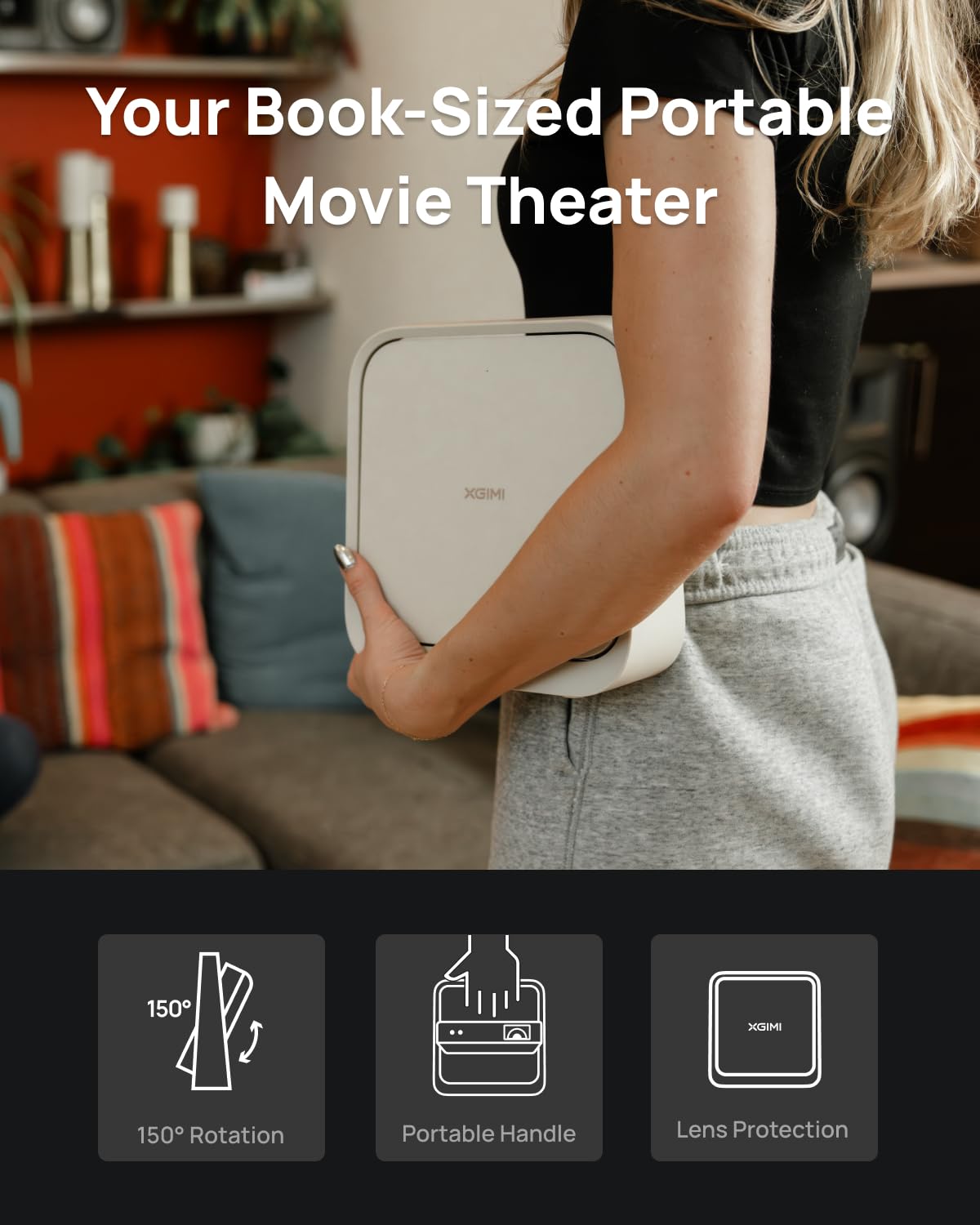 XGIMI Elfin Flip Portable DLP Projector, 1080P FHD Resolution, 400 ISO Lumens, Licensed Netflix - Audiomaxx India