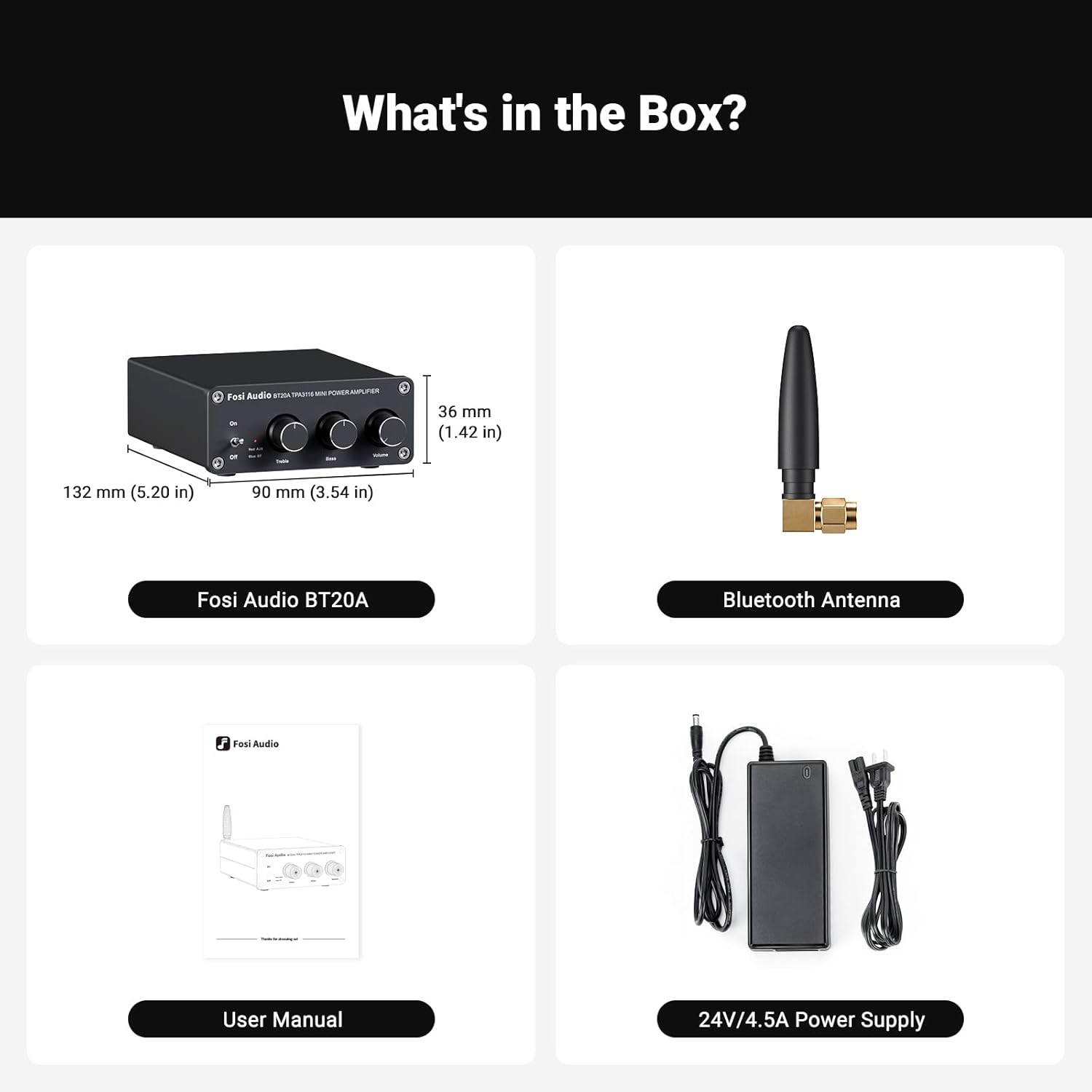 Fosi Audio BT20A Bluetooth Stereo Amplifier with Class-D Power, Wireless Streaming, and Compact Hi-Fi Performance for Home and Desktop Audio Systems - Audiomaxx India