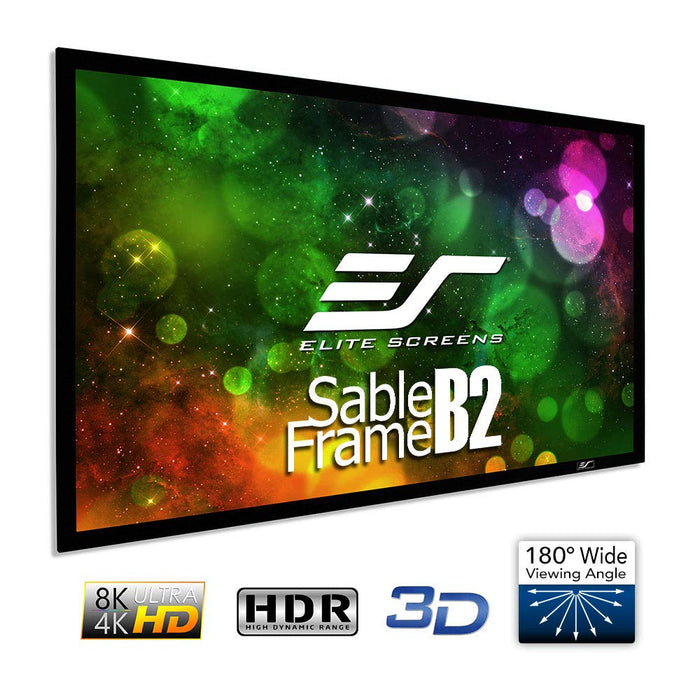 Elite SB110WH2 Sable Frame B2, 110" Diag. 16:9, Active 3D/4K UltraHD Fixed Frame Projector Screen - Each