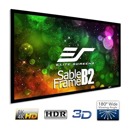 Elite SB100WH2 Sable Frame B2, 100-inch Diag. 16:9, Active 3D / 4K Ultra HD Fixed Frame Home Theater Projection Projector Screen Kit - Each