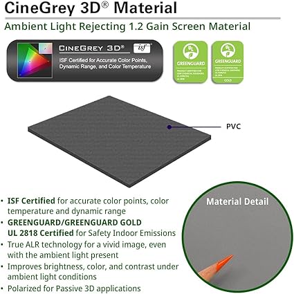 Elite  ER110DHD3 Sable Frame CineGrey 3D, 110-inch Diagonal 16:9, 8K4K UltraHD ALR Fixed Frame Projector Screen