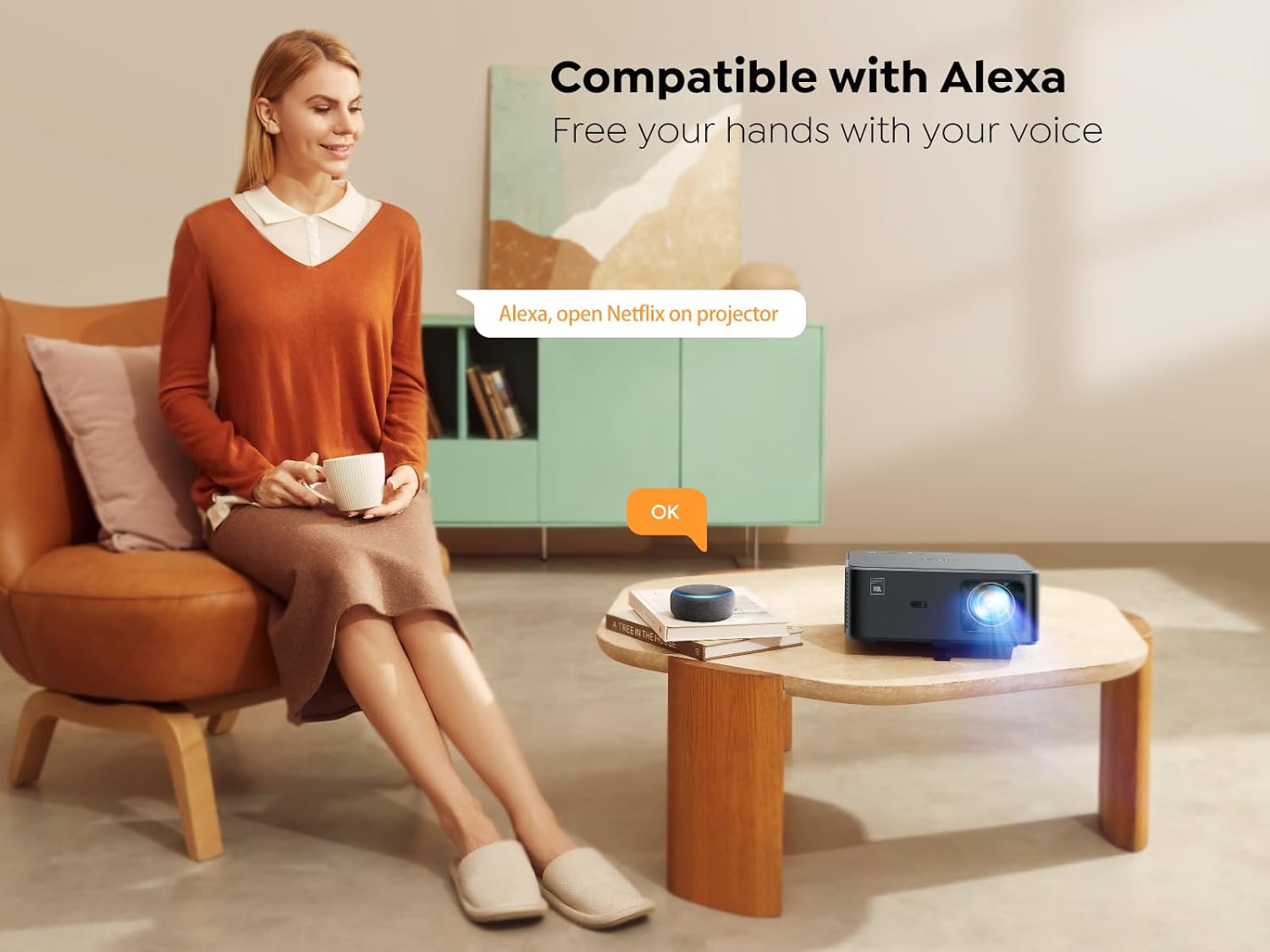 Yaber K2s 4K with Google TV,  WiFi 6 Bluetooth Projector, Native 1080P 4K Supported Outdoor Movie Projector with Netflix 7000+ Apps - Audiomaxx India