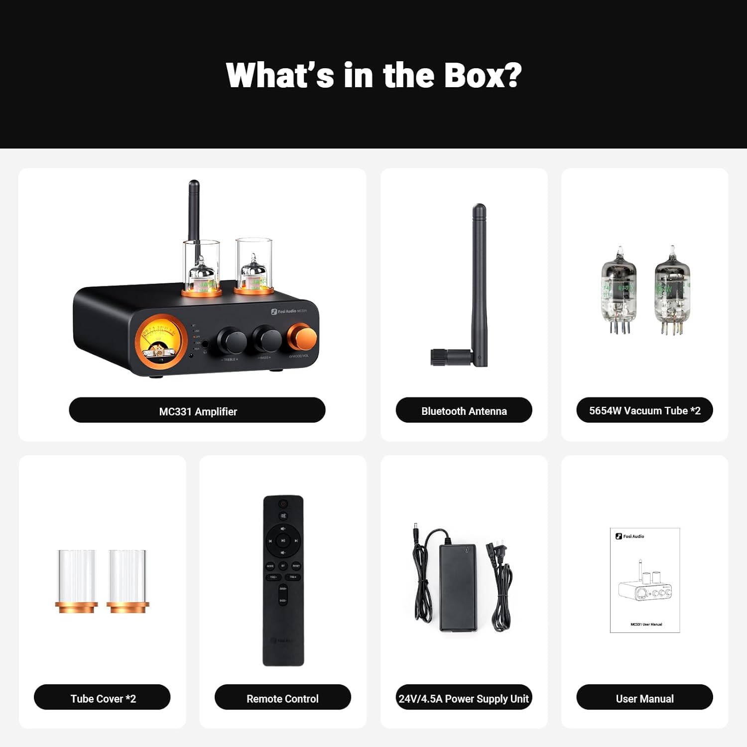 Fosi Audio MC331 Bluetooth 2.1 Channel Hybrid Tube Amplifier with VU Meter, Subwoofer Output, and Compact Hi-Fi Performance - Audiomaxx India