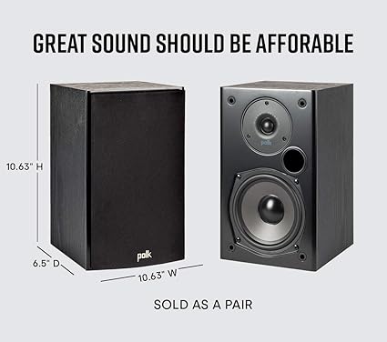 Polk Audio T15 100 Watt Home Theater Bookshelf Speakers - Pair