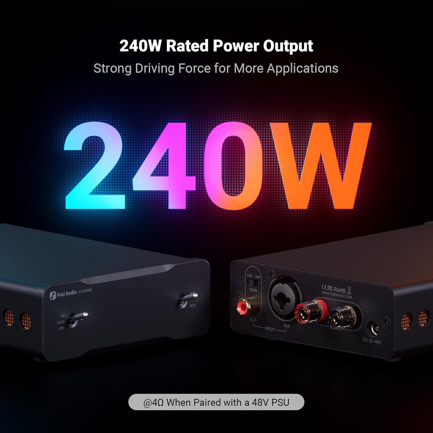 Fosi Audio V3 Mono Class-D Power Amplifier with High-Power TPA3255 Chip, Compact Design, and Audiophile-Grade Performance for Speaker Systems - Audiomaxx India