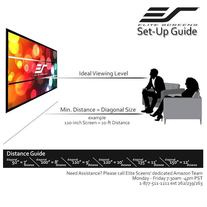 Elite SB92WH2 Sable B2 92" 16:9 4K Fixed Frame HDTV Projection Screen- Each