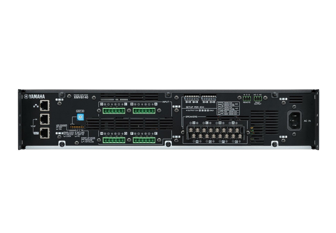 Yamaha XMV8140 8-Channel Power Amplifier YDIF Digital Audio Format For Easy Setup - Each