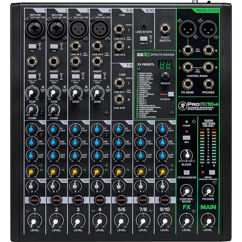 Mackie ProFX10v3 10-Channel Professional USB Mixer - Each