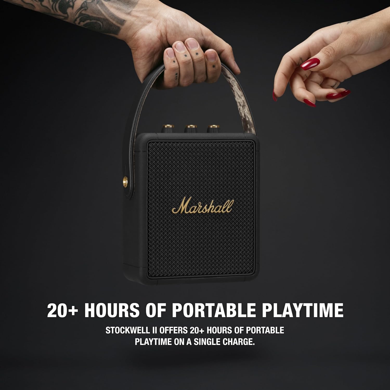 Marshall Stockwell II Portable Bluetooth Speaker with 20+ Hours of Portable Playtime, (360° Sound), Water-Resistant (IPX4)