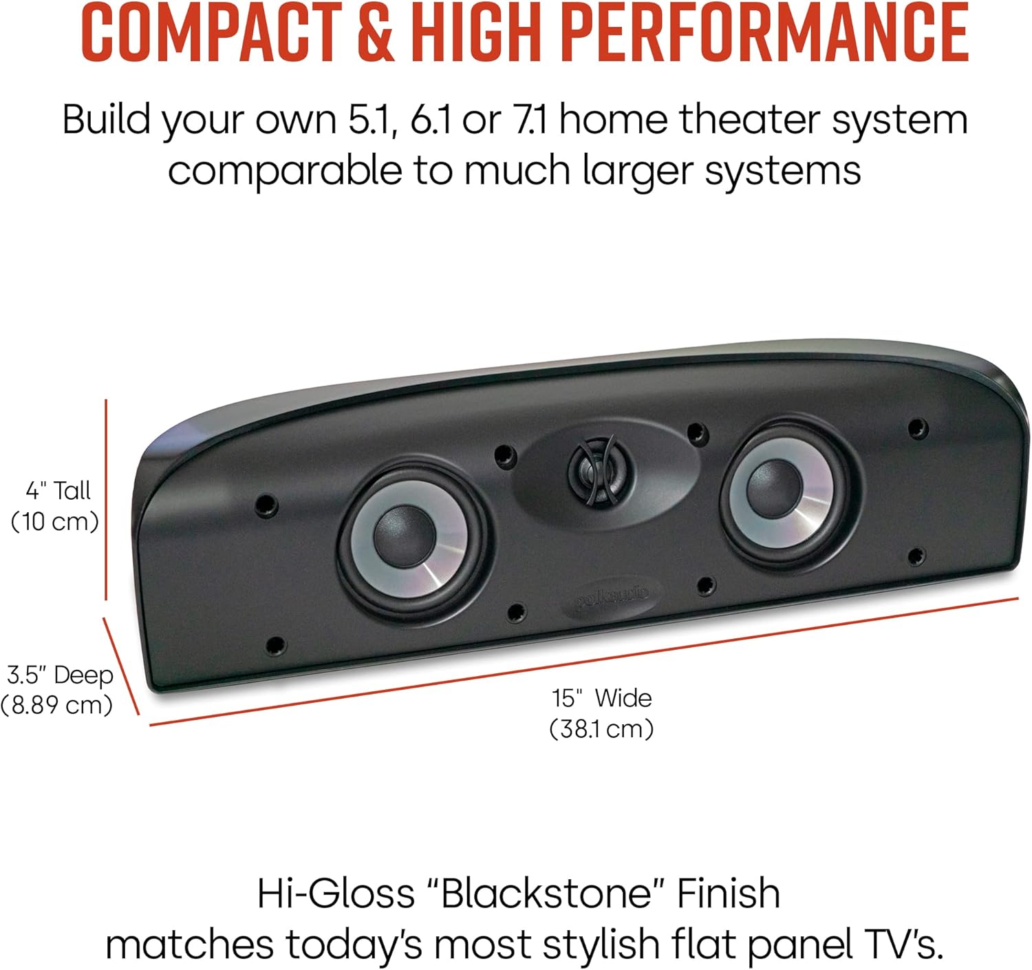 Polk Audio Blackstone TL1 Center  Speaker With Time Lens Technology, Compact Design, High Performance, Create your own Home Theater System - Audiomaxx India
