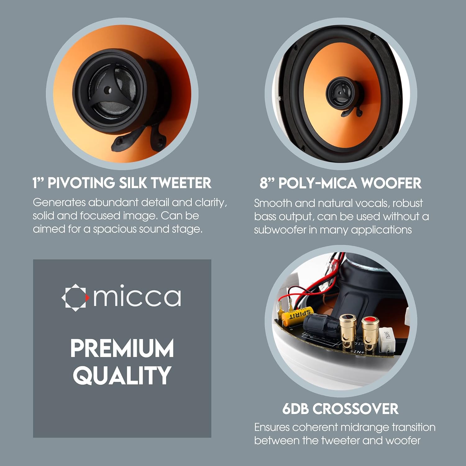 Micca M-8C 100W 8 " 2-Way In-Ceiling In-Wall Speaker - Each