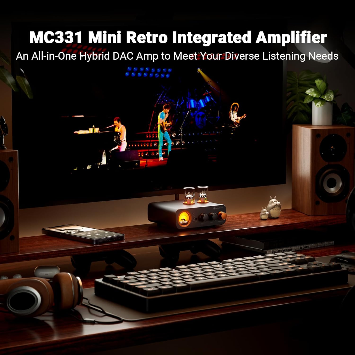Fosi Audio MC331 Bluetooth 2.1 Channel Hybrid Tube Amplifier with VU Meter, Subwoofer Output, and Compact Hi-Fi Performance - Audiomaxx India