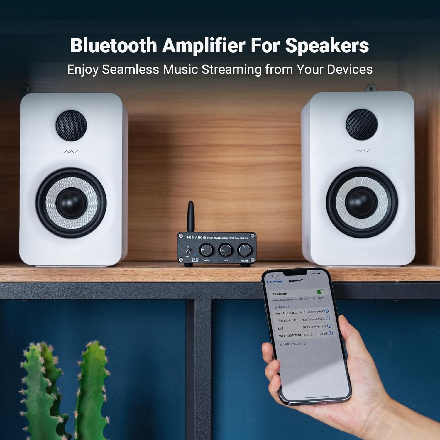 Fosi Audio BT20A Bluetooth Stereo Amplifier with Class-D Power, Wireless Streaming, and Compact Hi-Fi Performance for Home and Desktop Audio Systems - Audiomaxx India