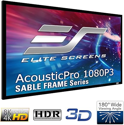 Elite ER100WH1 - 100 Inches Sable Frame B2 Series 3D 4K/8K UHD Fixed Frame Home Theatre Projection Screen - CineWhite (16:9) - Each