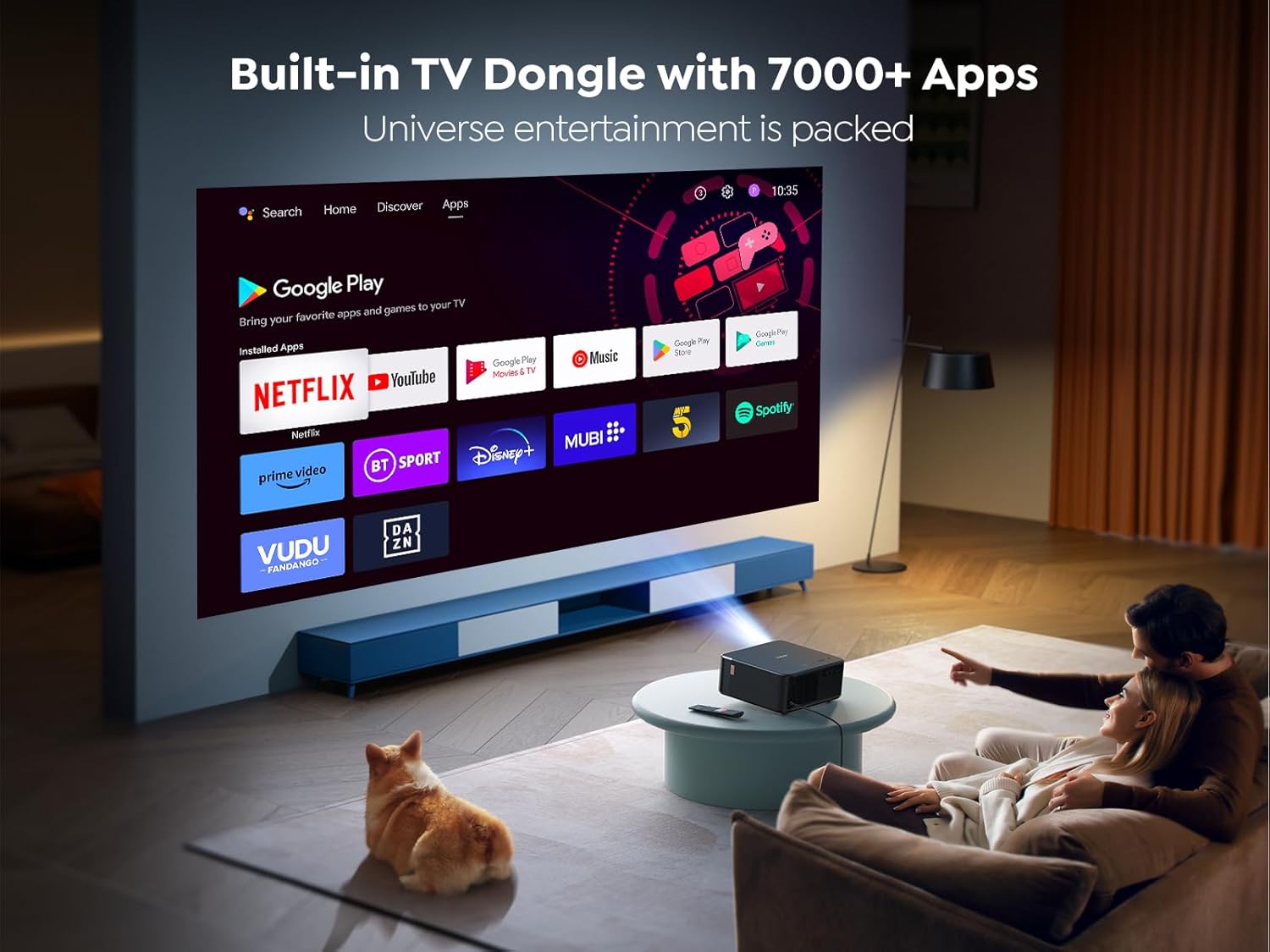 Yaber K2s 4K with Google TV,  WiFi 6 Bluetooth Projector, Native 1080P 4K Supported Outdoor Movie Projector with Netflix 7000+ Apps - Audiomaxx India