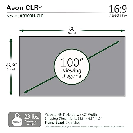 Elite AR100H-CLR Aeon CLR Series, 100" 16:9, Edge Free ALR Fixed Frame, Ultra Short Throw, Ceiling Light Rejecting