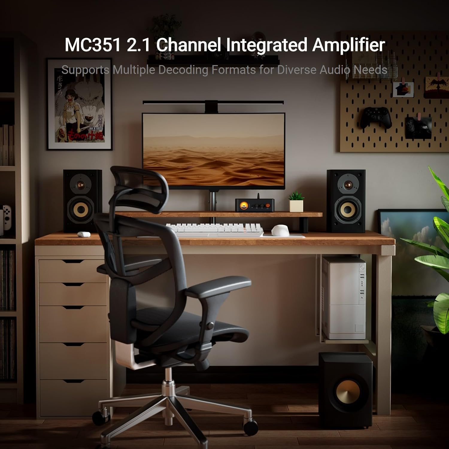 Fosi Audio MC351 Bluetooth 2.1 Channel Class-D Amplifier with TPA3255 Chip, VU Meter Display, Subwoofer Output, and High-Power Hi-Fi Performance - Audiomaxx India