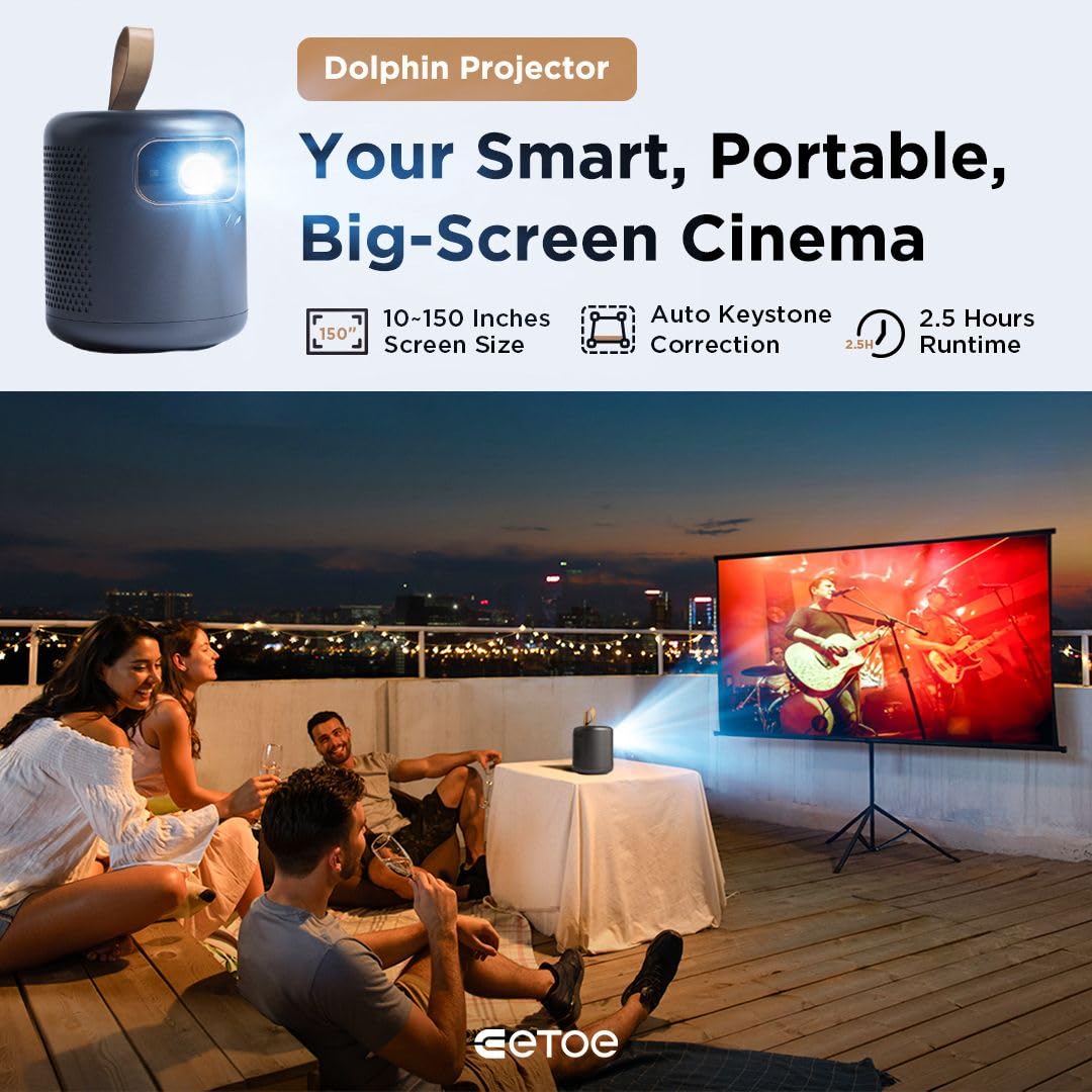 ETOE Dolphin 1080P Projector With Google TV System ,4K UHD Video Decoding ,600 ANSI Lumens, Dual-Band Wi-Fi - Audiomaxx India