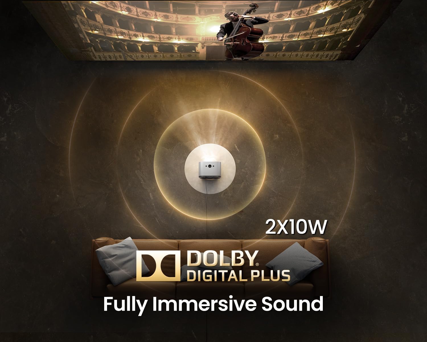 ETOE E3 Pro Mini Projector 4K, Android TV 11.0, Netflix Licensed, 600 ANSI Lumens, 150",  Dolby Audio - Audiomaxx India