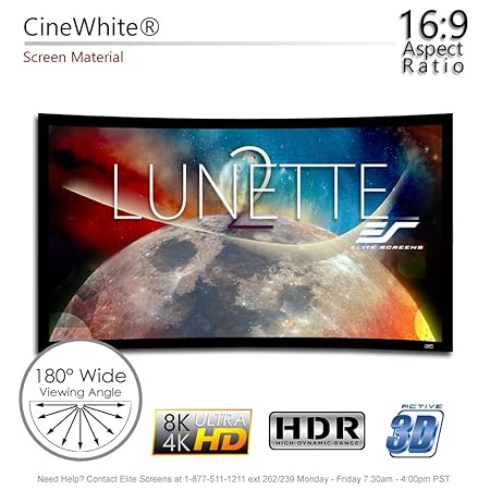 Elite CURVE100WH1 Lunette Series, 100Inch 16:9, Curved Fixed Frame Home Theater Projection Screen